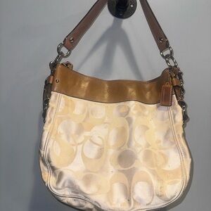 Coach Beige and Brown Shoulder Bag